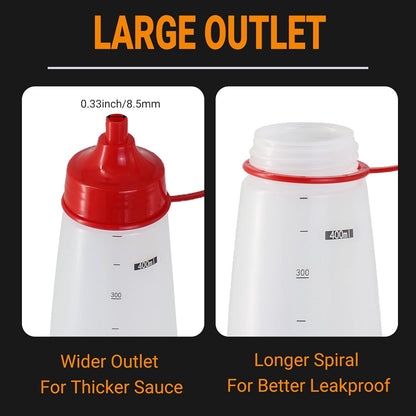 3 Pack 400ml/14 oz Wide Mouth Condiment Squeeze Bottles for Thick Sauce, Plastic Sauce Bottles with Cap Lids - Perfect for Condiments, Honey, Catsup, Icing, Salad