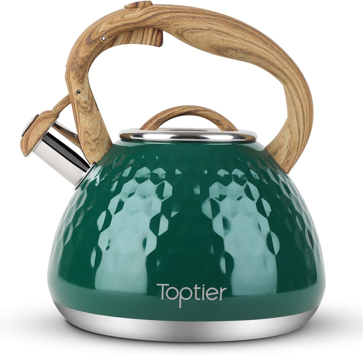 Tea Kettle, Toptier Teapot Whistling Kettle with Wood Pattern Handle Loud Whistle