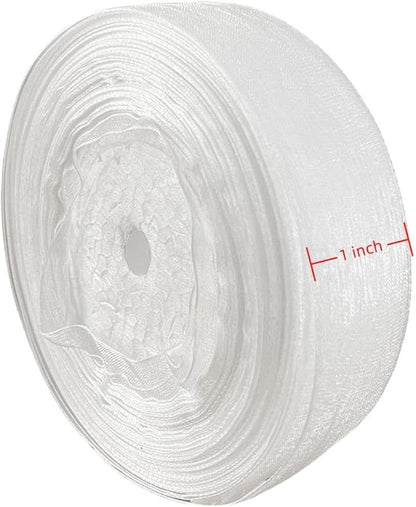 1 Inch 50 Yards Sheer Organza Ribbon Chiffon Ribbon for Gift Wrapping Wedding Bouquet Crafts (White)