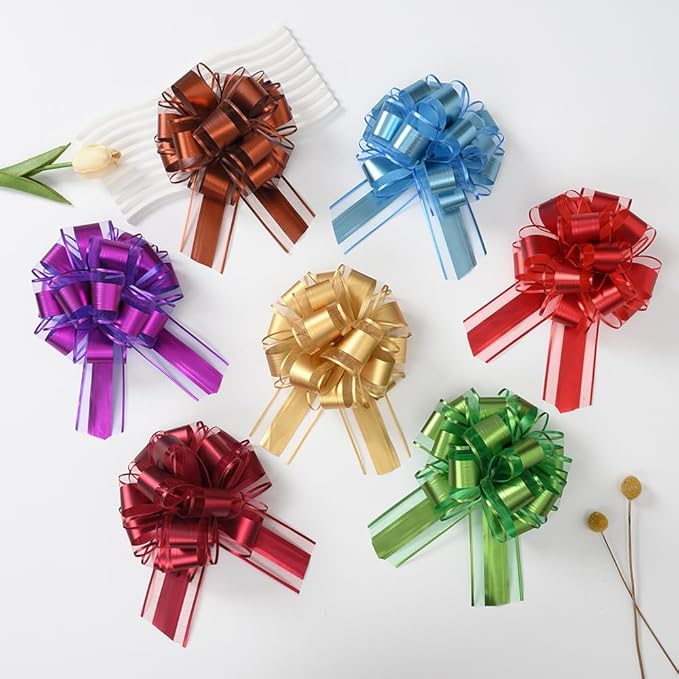Gold Bows for Gift Wrapping, 6PCS Gift Bows for Wedding, Christmas, Birthday Decor, Gift Basket & Party Decorations, 6 Inches (Light Gold)