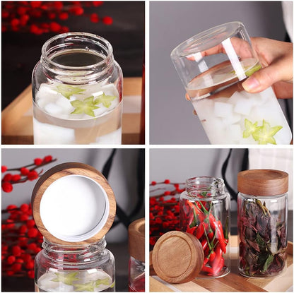 Saiool with Screw Cap (2-Units) kitchen jars, 580ML*2 Food Storage Canisters,Clear,Spice jars,Fermenting, Pickling, or DIY Decors and Projects