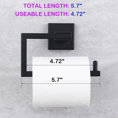 Matte Black Toilet Paper Holder SUS 304 Stainless Steel Wall Mounted Toilet Tissue Roll Holder for Bathroom