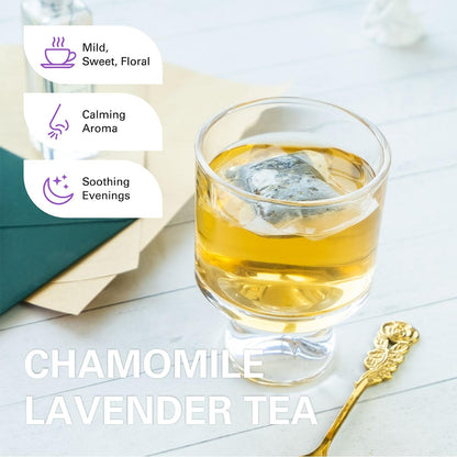 WT Weetee Chamomile Lavender Tea Bags 100 Count, Nighty & Relax, 100% Pure Chamomile, Lavender Flowers & Lemon Balm Blend