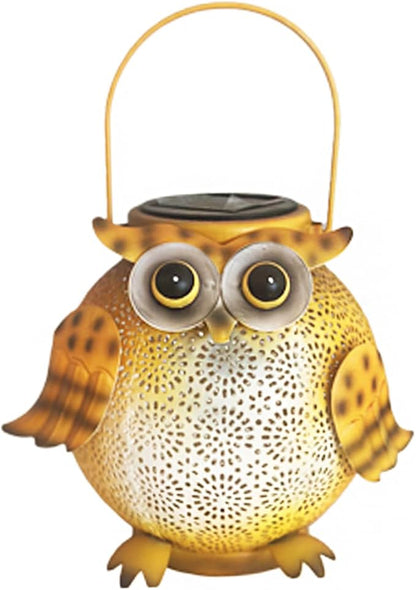 Hanging Solar Lanterns - Garden Light Waterproof Metal Decorative Solar Lantern Lights Outdoor for Patio Yard Table Pathway (1 Pack Yellow owl Lantern)