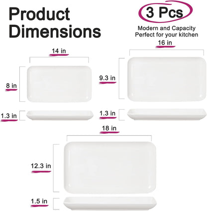 Delling Serving Platter, 18/16/14inch Large Serving Tray, Serving Platters for Snacks, Fruit, Turkey, Dessert