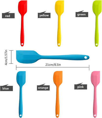8 Pieces Silicone Spatulas,8.5 inch Non-stick Spatulas with Stainless Steel Core,Heat Resistant-500℉, One Piece Design,Food Grade Silicone