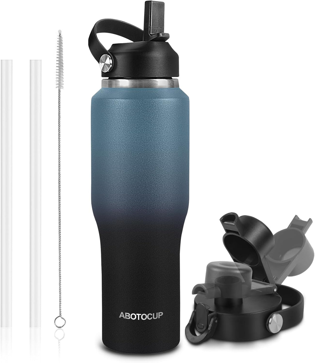 32oz Insulated Water Bottle Keep Cold 24h&Hot 12h, Double Wall Vacuum Insulated Water Bottles with Straw/Spout Lid