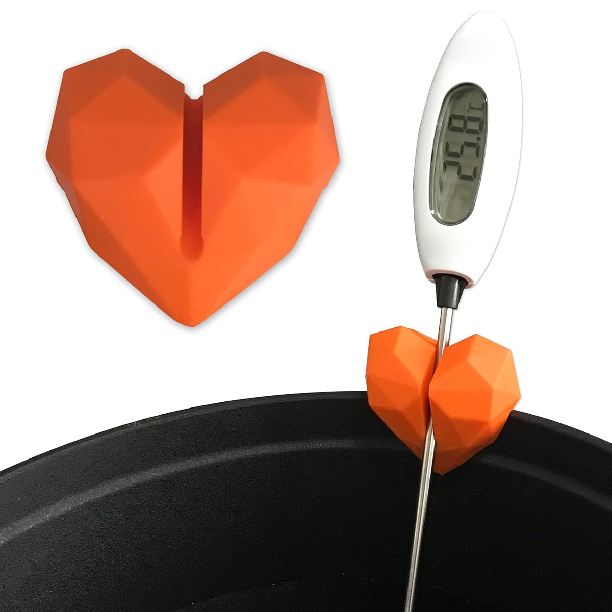 2Pcs Silicone Non-Scratch Pot Clip, Candy Thermometer Pot Clip for Candy Making, Hand-Free Holder to Measure Temperature of Candy, Oil, Milk