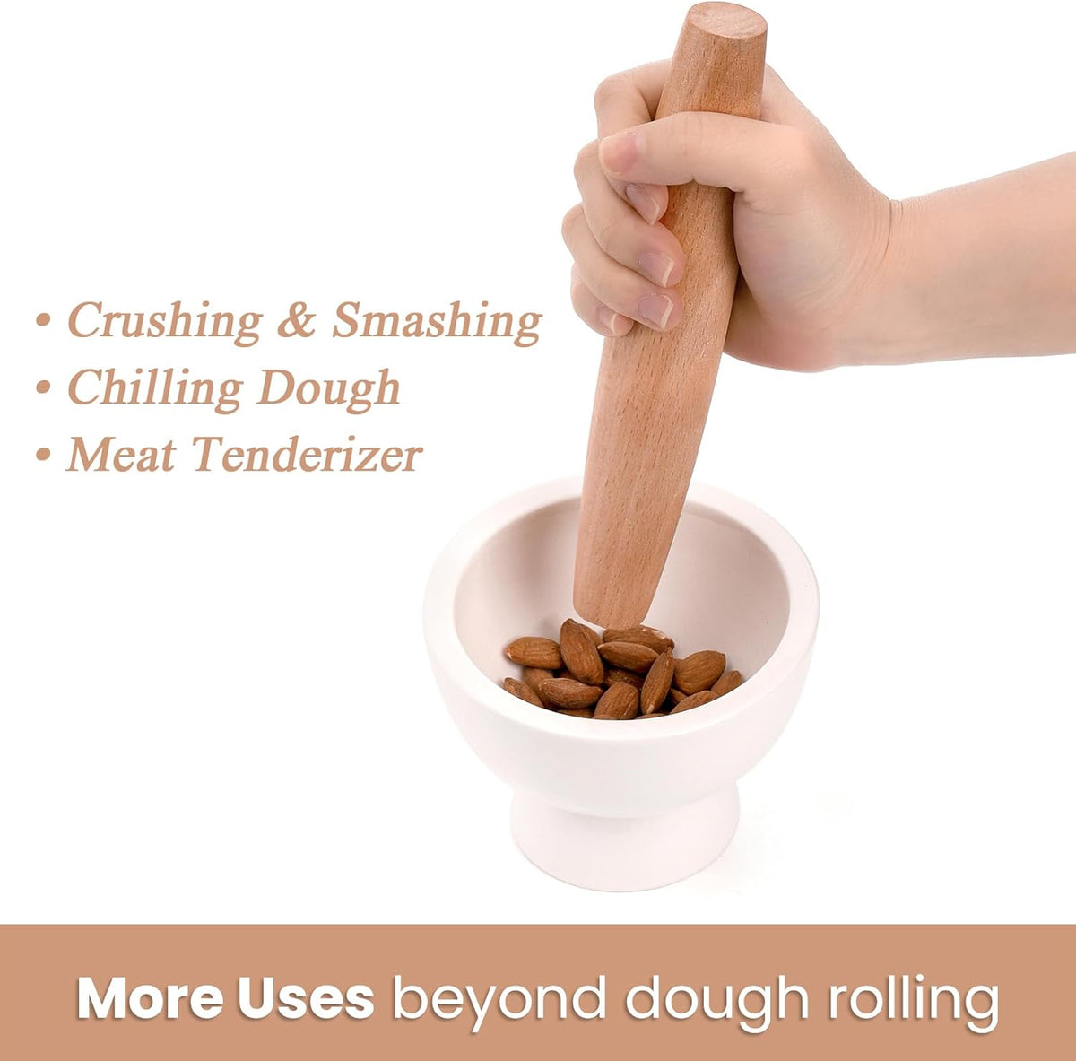 Elsjoy 12 Pack 8 Inch Small Wood Rolling Pins, Non-Stick Wooden Dough Roller Pin for Baking Pie, Cookie, Pasta, Dumpling