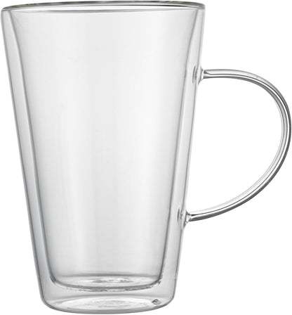 Restaurantware Glass Espresso Cups 12 Count 14 Ounces Borosilicate Double Wall Glass Coffee Mugs Insulated Clear Tea Drinkware for Hot or Cold Beverages