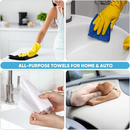 AIDEA Microfiber Cleaning Cloth 330 Sheets 6 Roll, Black Paper Towels 11×9"