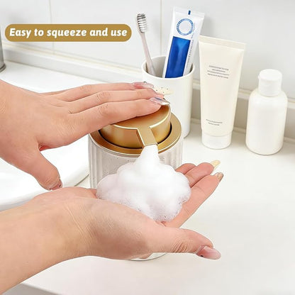 2 Pack Speckled Ceramic Foam Soap Dispenser, 12 oz Matte Pump Hand Foam Dispenser with 2 Cleaning Sponges, Refillable Pump, Foaming Dispenser for Bathroom, Kitchen (Color:Speckled White)