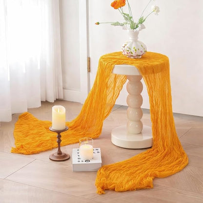 Sioloc Yellow Cheesecloth Table Runner Fall Autumn Decor for Home 10ft Table Cloth for Wedding Birthday Party Halloween Thanksgiving Decorations
