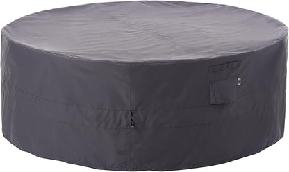 WJ-X3 Ripstop 84 Round Patio Table Cover, Waterproof, UV Resistant, Anti-Fading Outdoor Cover for Round Dining Table and Chairs Set, 84" D x 31" H, Grey