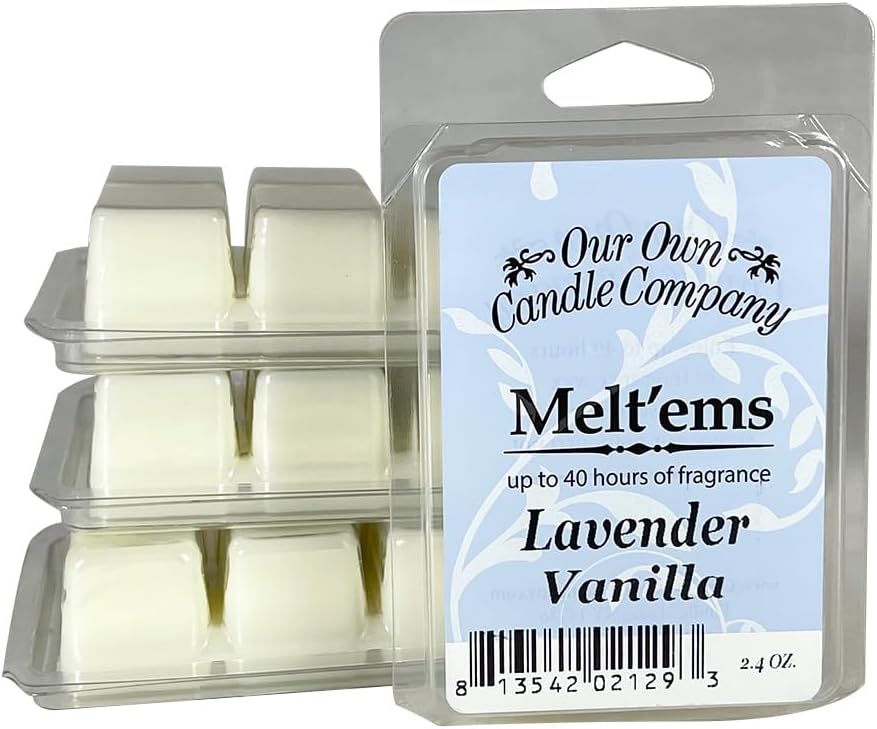 Our Own Candle Company Premium Wax Melt, Lavender Vanilla Scent, 6 Cubes, 2.4 oz (4 Pack)
