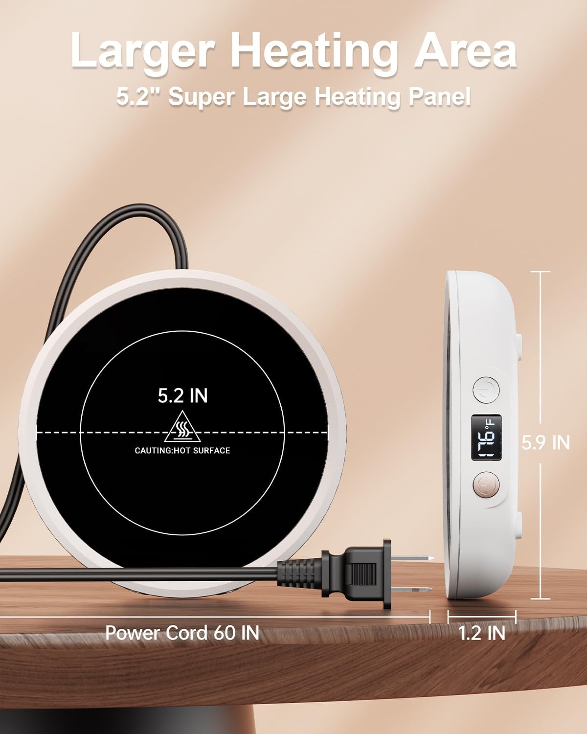 Sweetfull Mug Warmer - Upgraded 36W Coffee Cup Warmer for Desk with 130℉-176℉ Digital Display, 2-12H Timer Auto Shut Off
