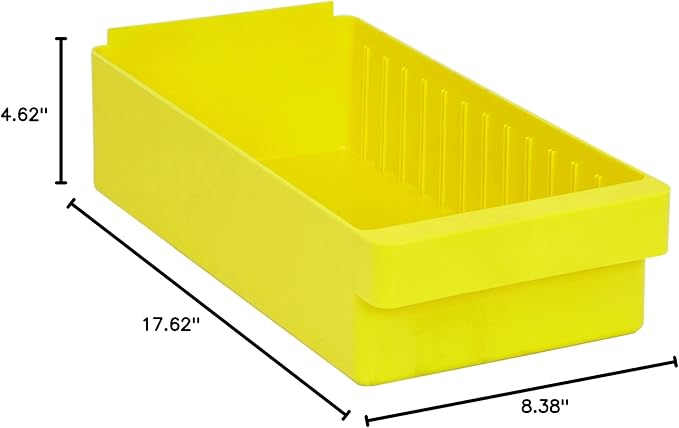QUANTUM STORAGE SYSTEMS QED606YL Super Tuff Euro Heavy Duty Parts Organizer Yellow Bins 18" L x 9" W x 5" H 24 Pack