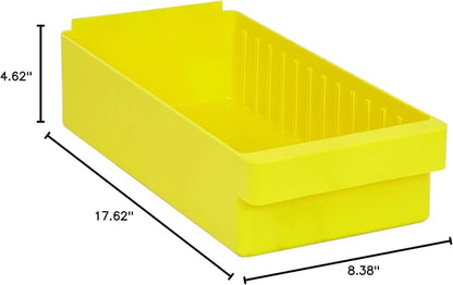 QUANTUM STORAGE SYSTEMS QED606YL Super Tuff Euro Heavy Duty Parts Organizer Yellow Bins 18" L x 9" W x 5" H 24 Pack