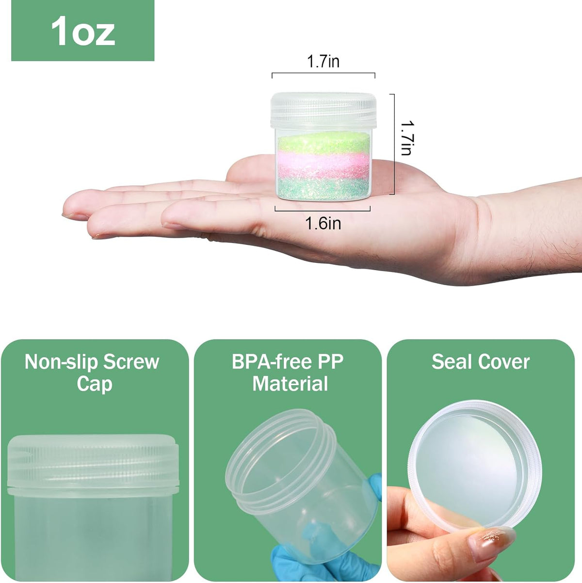TSA Approved Wide Mouth Travel Size Containers, PP Clear Leak Proof Travel Plastic Jars with Lids for Creams Lotion Cosmetic, Jewelry Beads, Sample, Small Items Storage (1 oz, 4 Pcs)