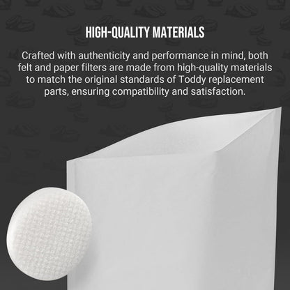 Complete Filter Replacement Set for Toddy Cold Brew System - Includes 10 Reusable Felt Filters and 50 Paper Filter Bags