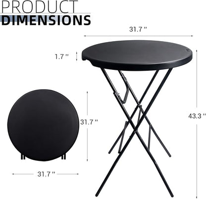 Byliable 32in Cocktail Table Black High Top Folding, Portable Bar Height Folding Table Round with Removable Carbon Black Legs, Indoor Outdoor Banquet for Parties, Commercial, Speech