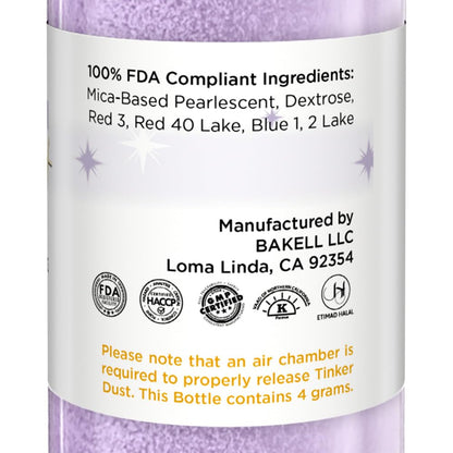 Bakell - Lilac Purple Tinker Dust (4g, 1x Mini Spray Pump) Edible Glitter for Food, Desserts, and Beverages!