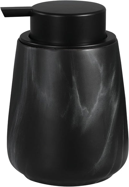 12Oz Ceramic Liquid Soap Dispenser - Modern Lotion Hand Soap Dispenser with Easy-to-Press Black Pump, Reusable and Refillable Dish Soap Dispensers for Bathroom & Kitchen, Marble Black
