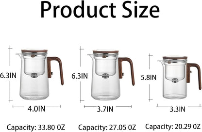 Enchanti Tea Pot, Witchcraft Magic Glass Teapot with Infuser Strainer and Lid for Loose Leaf Tea Herbal, Magnetic Water Separation Tea Maker Kettle with Cups Clear Enchantipot (1000ml)
