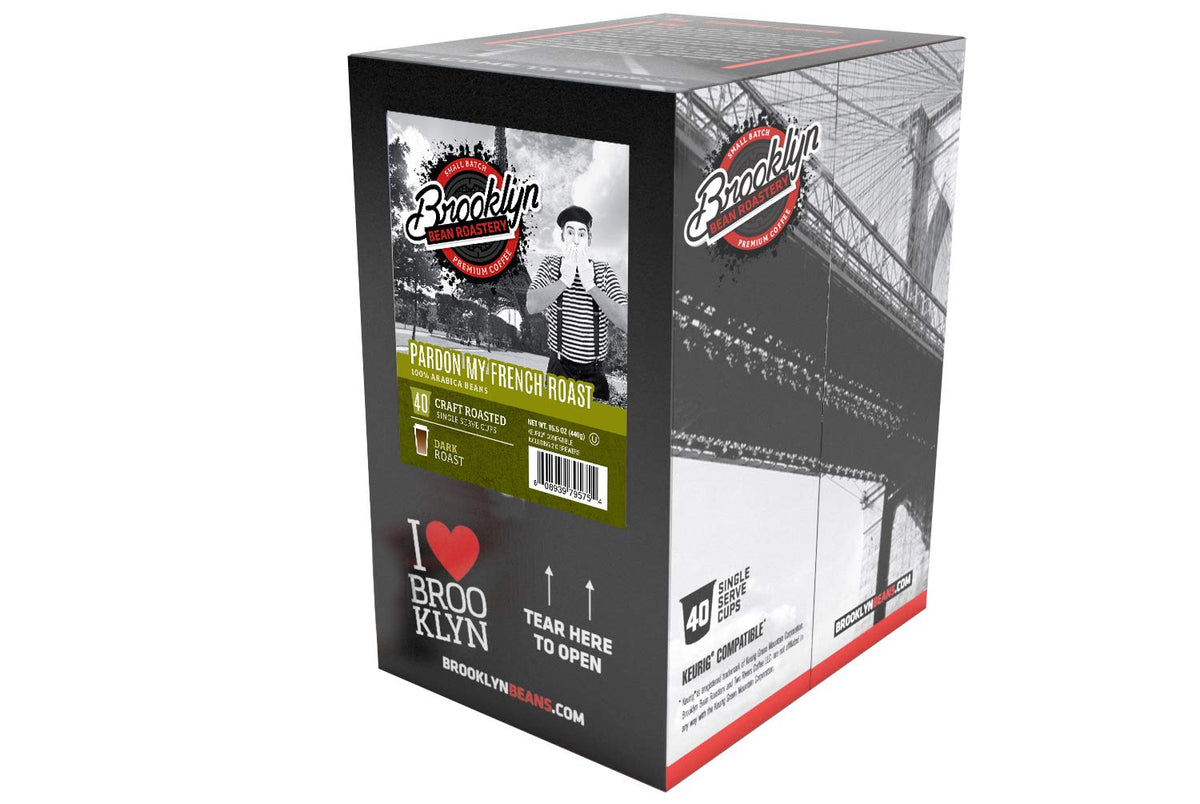 Brooklyn Beans French Roast Gourmet Coffee Pods - Compatible with Keurig K Cup Brewers Including 2.0 Machines, 40 Count, Dark Roast and Intense