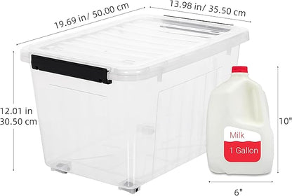 Citylife 54 QT Clear Plastic Storage Bins with Lids Stackable and Nestable Storage Boxes with Lids Large Plastic Storage Containers for Garage, Closet, Kitchen, 6 Packs