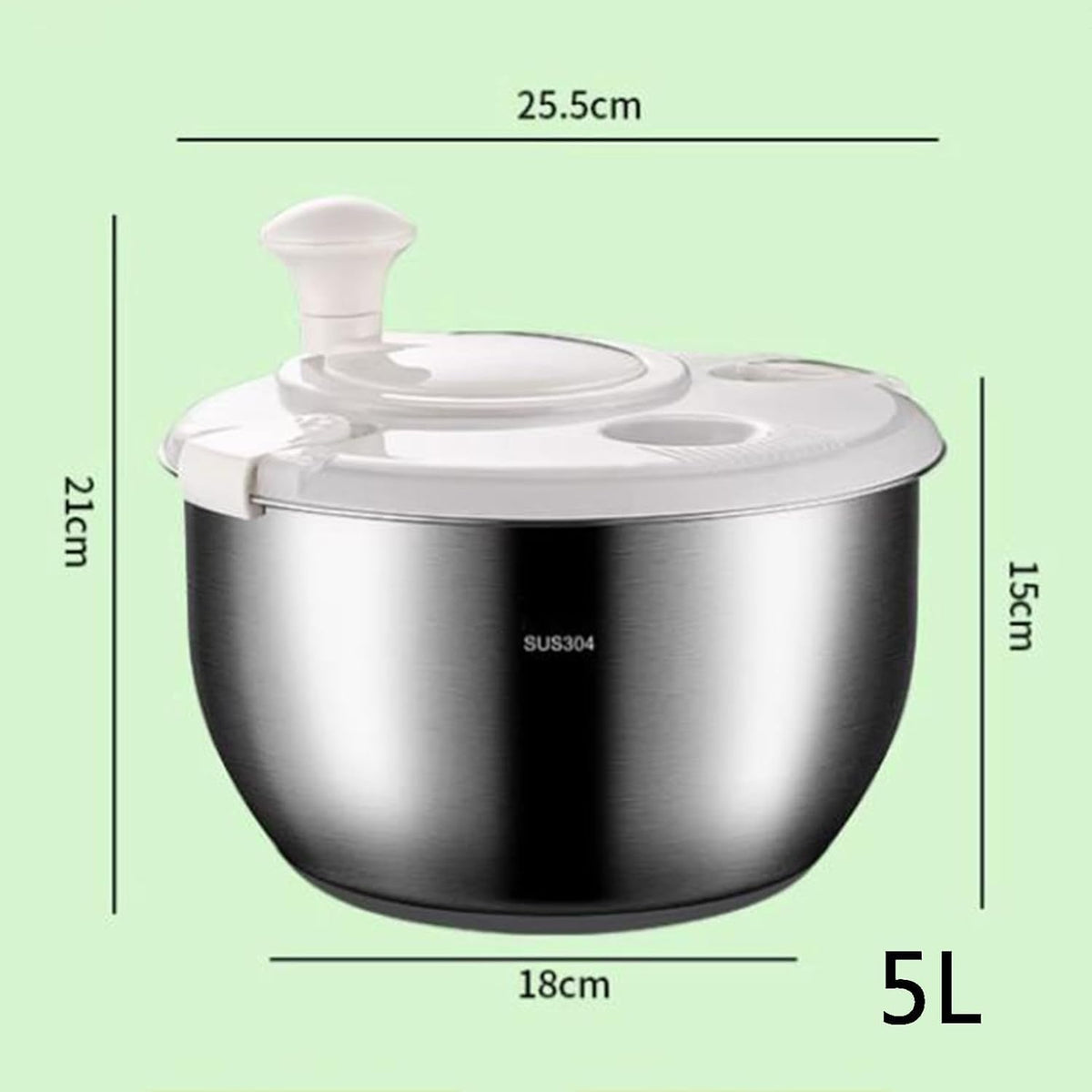 6L Salad Spinner, Stainless Steel Large Vegetable Washer, PP Lid, for Fruit Washer， Pasta and Fries Spinner