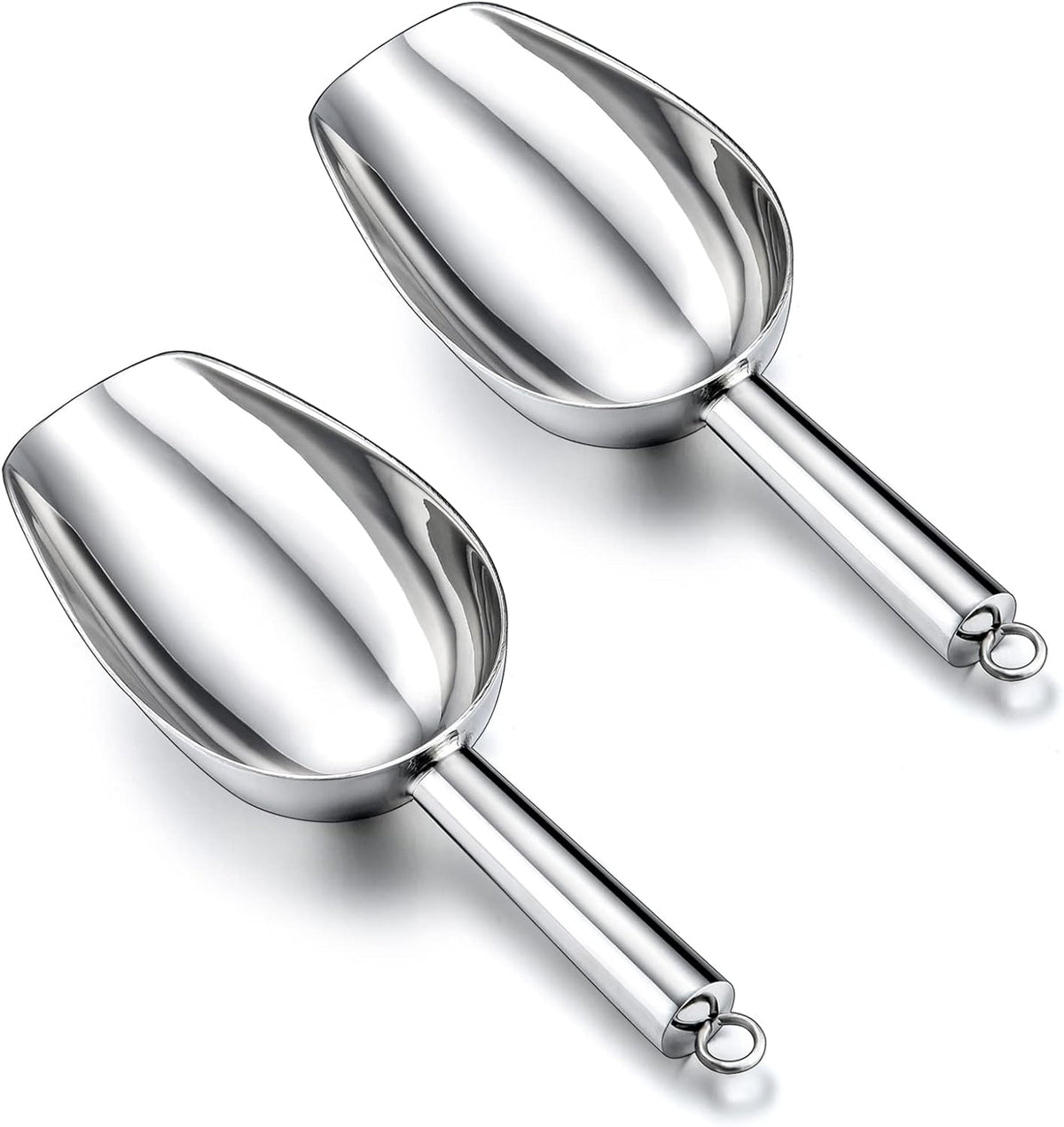 TeamFar 5 oz Ice Scoop, Stainless Steel Canister Ice Candy Scoop for Kitchen Dispenser Buffet Jars, Healthy & Sturdy, Multi-use & Mirror Finish, Dishwasher Safe-2 PCS