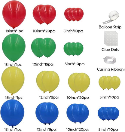DIY 134pcs Red Yellow Green Blue Balloon Garland Arch Kit for Superhero Theme Party Baby Shower Birthday Party Decoration