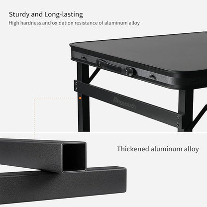 3.3FT x 2FT Folding Camping Table with Aluminum Alloy Legs, Adjustable Height Portable Outdoor Picnic Table for Camping, Travel, Parties, Kids Crafts, and Market Vendor Use