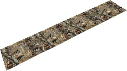 Forest Camouflage Table Runner, Camo Rustic Wildlife Animal Hunting Deer Elk Bird Bear Table Runner for Party Kitchen Dining Banquet 13x60in