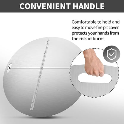 RYFT Fire Pit Lid Round, 40 Inch, 304 Stainless Steel Foldable Cover with Edge Built-in Handle Design, Suitable for Any Round Patio Fire Pits