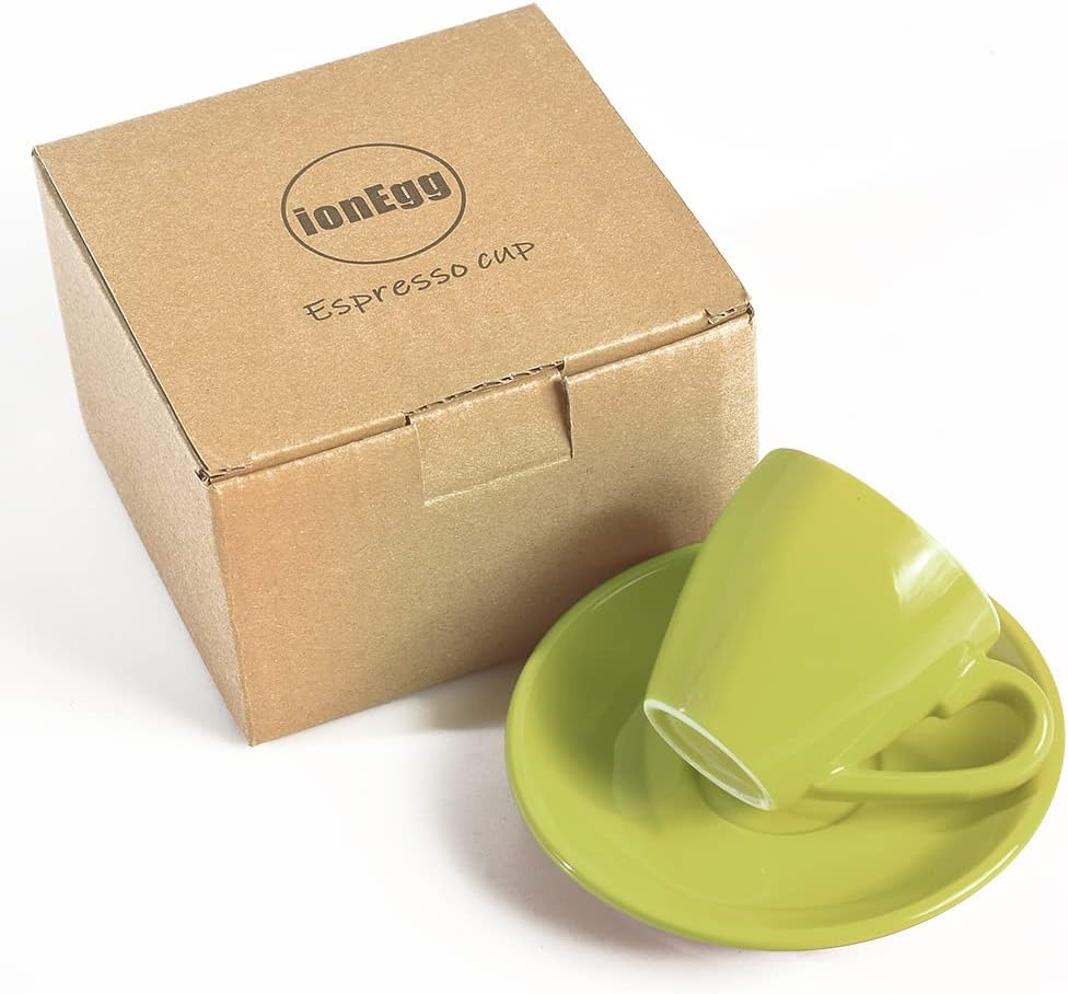 Porcelain Espresso Cup with Saucer, Espresso shot Cup, 80ml/2.7Oz, Green