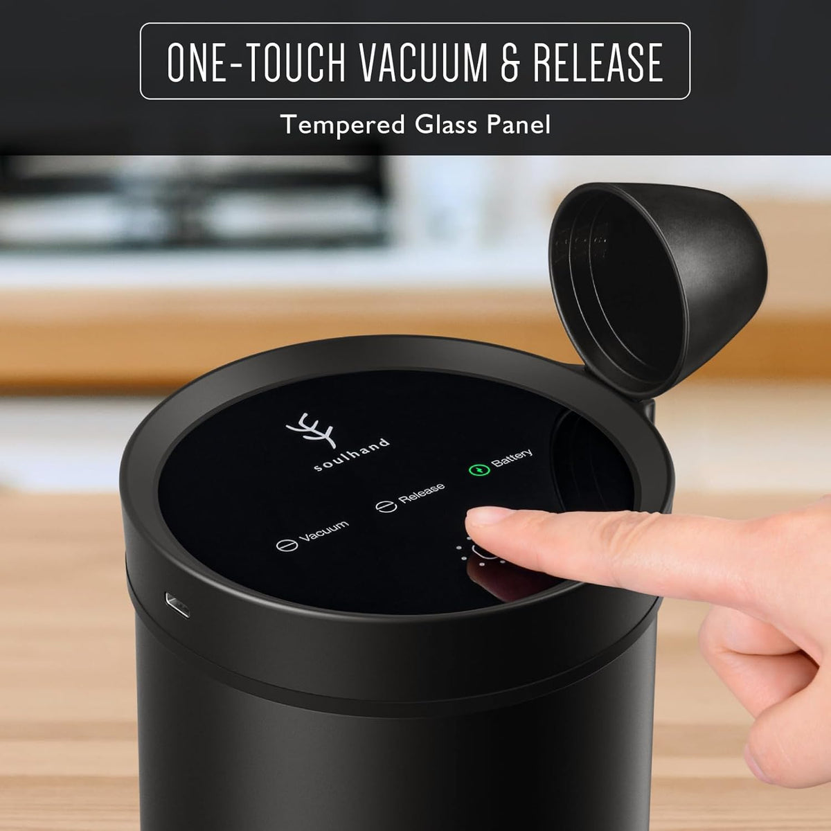 SOUL HAND Automatic Vacuum Coffee Canister for Coffee & Food Storage Airtight Sealed Coffee Storage Container, Stainless Steel Food Storage Containers for Coffee Beans - 1.2 L