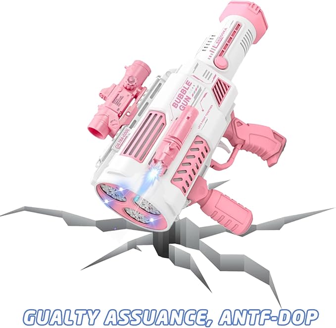 Automatic Gatling Bubble Gun with 2 Rechargeable Batteries, Produces Tens of Thousands Bubbles/Min, Includes Sight & Flashlight, ABS Drop-Tested, Bubble Machine Toy for Kids Adults Party Wedding