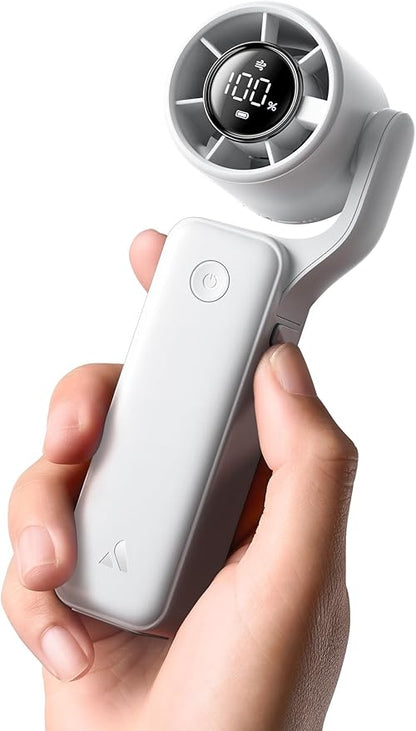 Aecooly Ultra-Pocket Portable Handheld Turbo Fan, 5 Gear Jet Force Airflow, Up to 15 Working Hours, USB Rechargeable Personal Battery Operated Mini Fan, for Travel/Outdoor/Vacation/Concerts -White