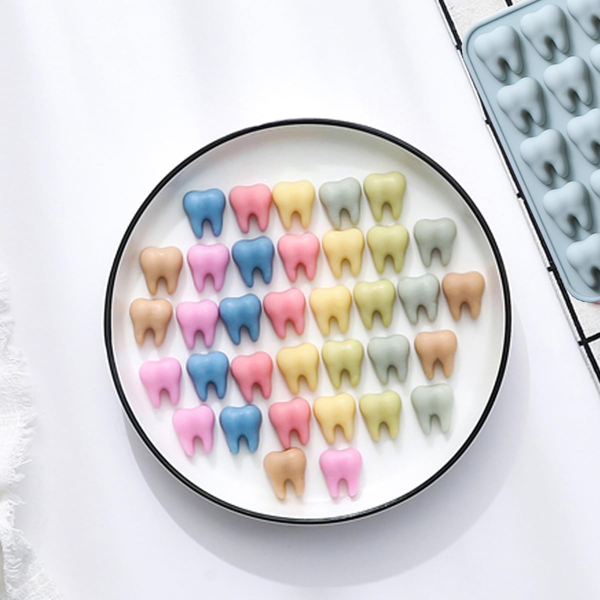 Unique Tooth Shape Candy, Chocolate Silicone Molds Set, 70 Cavity, Non Stick Mold for Gummy, Cupcake Topper, Snack, Biscuit, Handmade Diy, 2 Count