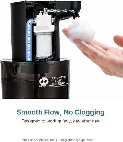 Automatic Foaming Soap Dispenser, 4-Level Touchless Hand Soap Dispenser, USB-C Rechargeable, Wall Mount or Countertop, 13.5oz/400ml, for Bathroom, Kitchen, Office, Hotel, Black