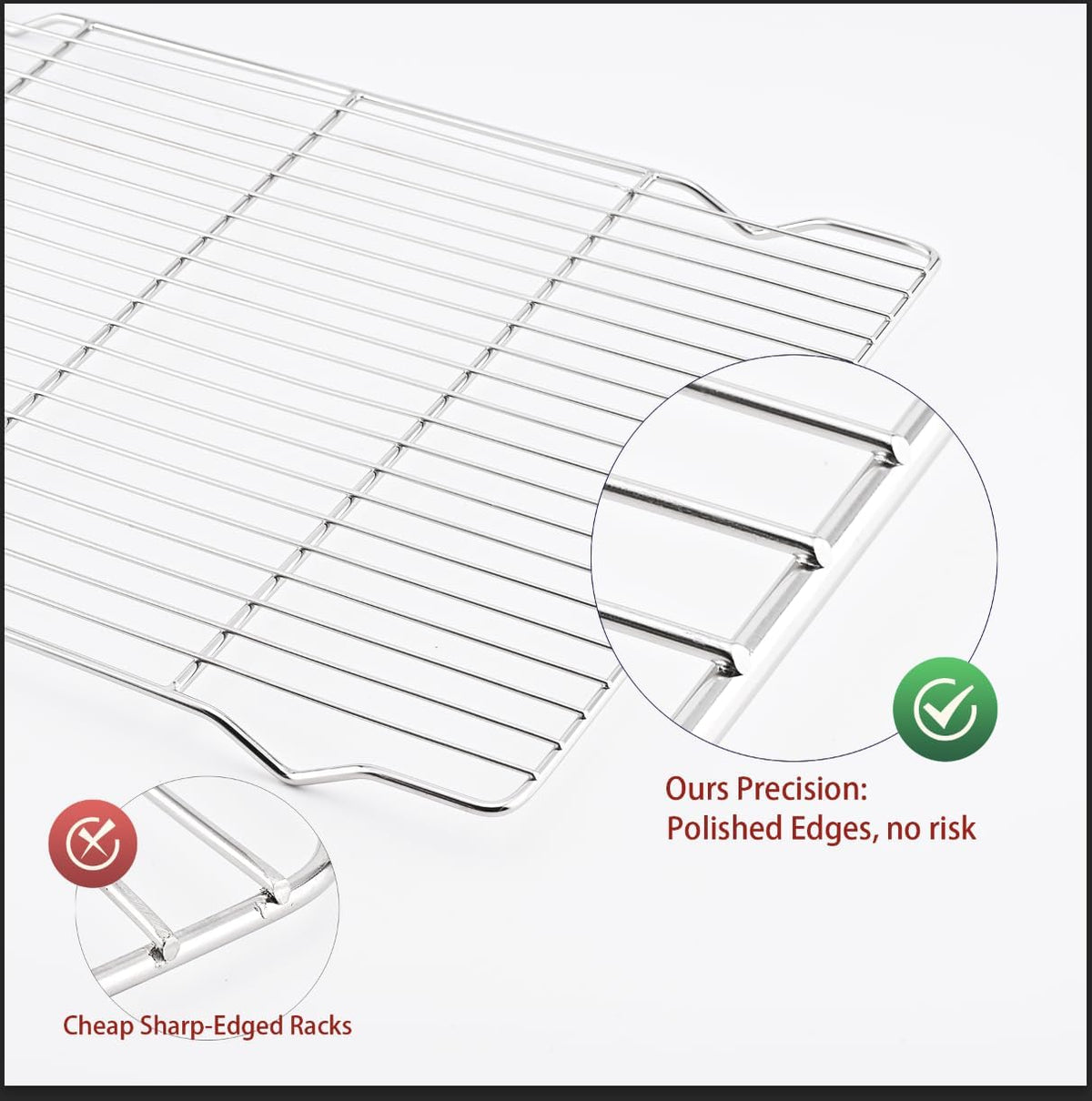 2-Pack Cooling Racks for Baking, 10x15 Inch Heavy Duty Stainless Steel Wire Baking Rack, Oven Safe Cookie Cooling Rack Set, Fits Half Sheet Pan