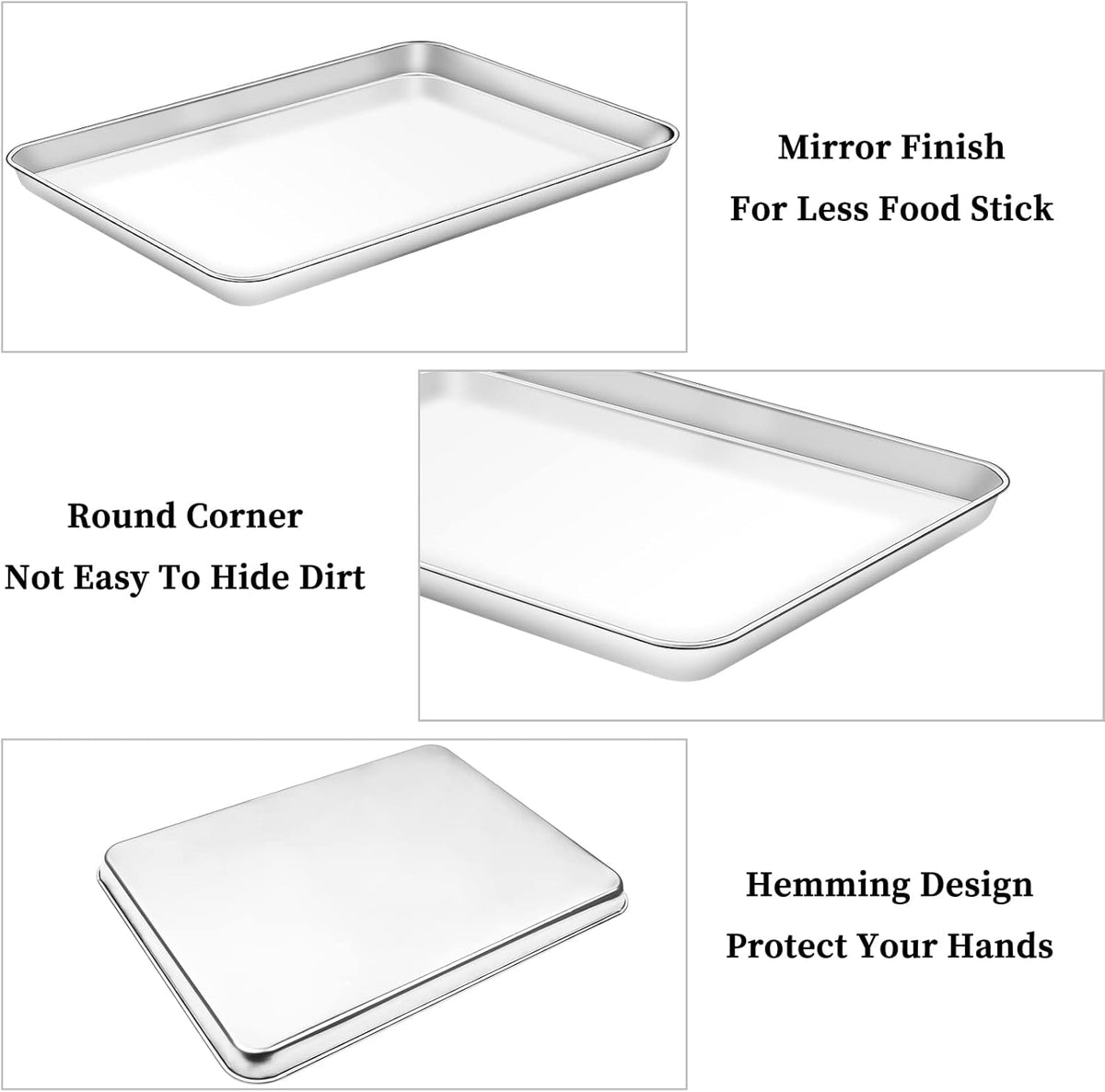 Deedro Baking Sheet with Rack Set [2 Sheets + 2 Racks], Stainless Steel Baking Pan Cookie Sheets Oven Tray with Cooling Rack, 16 x 12 x 1 Inch
