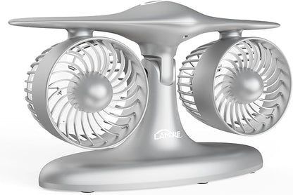 Portable Desk Fan, 8000mAh Battery Powered Small Quiet Table Fan for Bedroom Office, Aviation Style Turbine Personal Fan with LED Light, Retro Cordless Cooling Fan for Home, Travel & Sleeping
