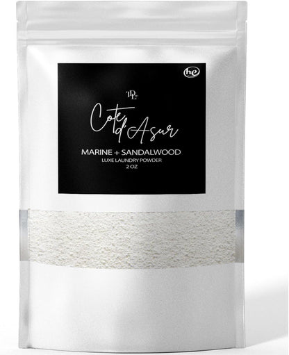 Home 'COTE D'AZUR Laundry Detergent Powder & Laundry Booster – Ultra-Concentrated Marine & Sandalwood Scent – Plant-Based, Stain-Fighting, HE Safe, Gentle on Skin – 32 oz / 64 Loads