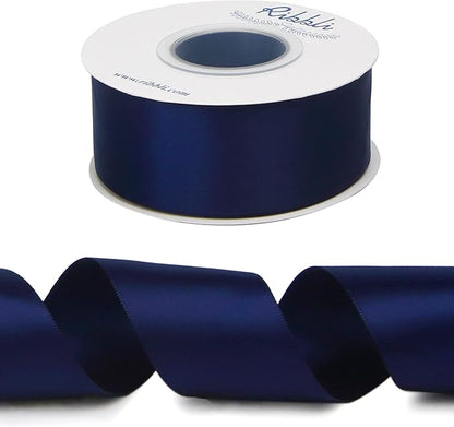 Ribbli Navy Double Faced Satin Ribbon,1-1/2” x Continuous 25 Yards,Use for Bows Bouquet,Gift Wrapping,Wedding,Floral Arrangement