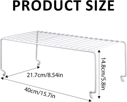 6-Pack Large (15.7x8.54inch) Multi-Level Organizer Rack, Kitchen Shelves for Spice Organization for Cabinet, Pantry Organizers and Storage, Wire Extra Shelf, Desk Organizer, Stackable, White