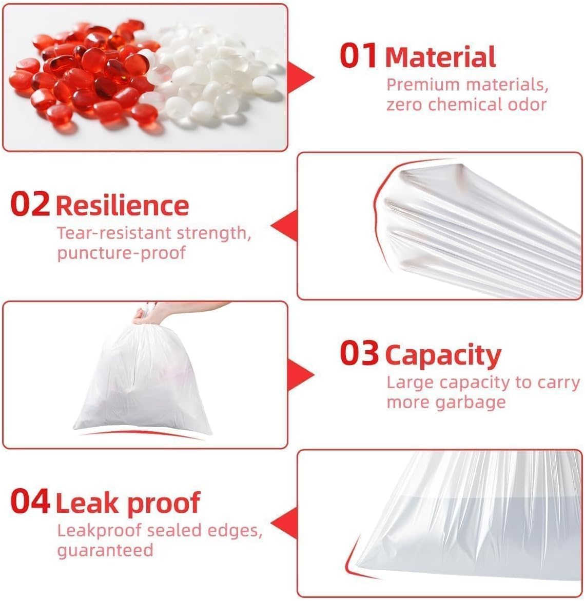 3 Gallon Trash bag Small White Drawstring Trash Bags, Tear-Free Heavy Duty Garbage Bags, Leak-Proof & Odor Blocking Small Garbage Liners for Kitchen, Bathroom, Multi-Purpose Use 60 Count by XUXRUS