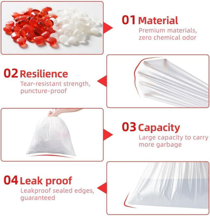 3 Gallon Trash bag Small White Drawstring Trash Bags, Tear-Free Heavy Duty Garbage Bags, Leak-Proof & Odor Blocking Small Garbage Liners for Kitchen, Bathroom, Multi-Purpose Use 60 Count by XUXRUS